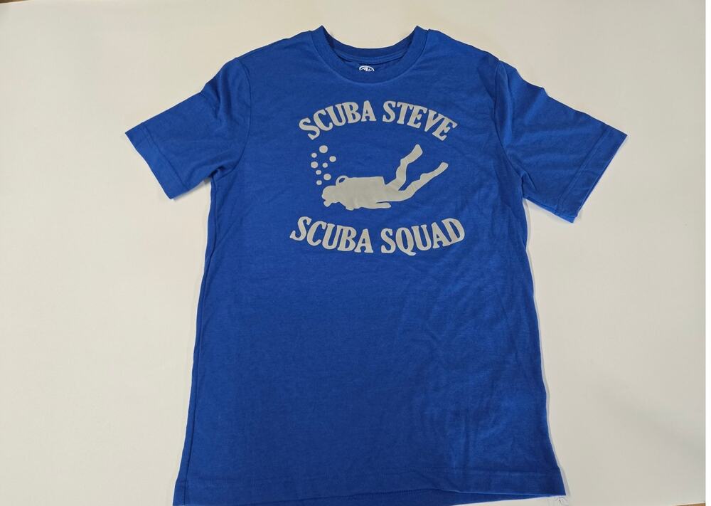Athletic Works Scuba Steve T Shirt Blue Mens Small Graphic Tee